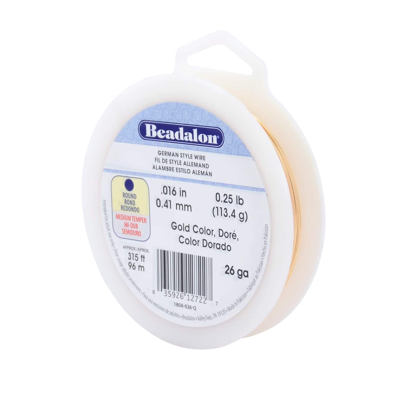 Beadalon® 26 Gauge Gold Round German Style Wire